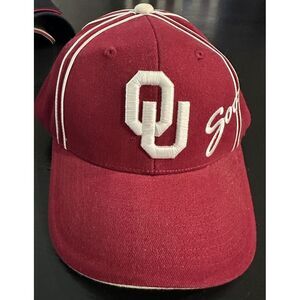 Oklahoma‎ Sooners OU Hat Cap Strap Back Adjustable Red One Size Cotton Boomer